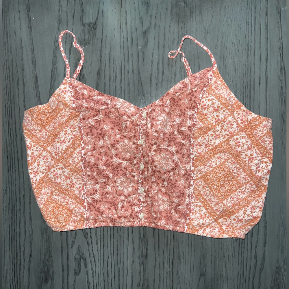 American Eagle Outfitters Pink Floral Crop Top